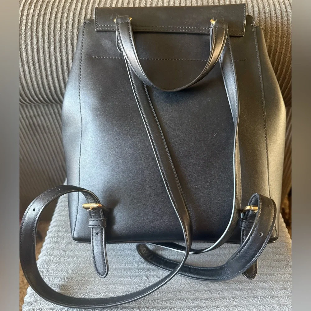 VTG Ralph Lauren Dryden Ellen Black Leather Backpack Bag Red Interior